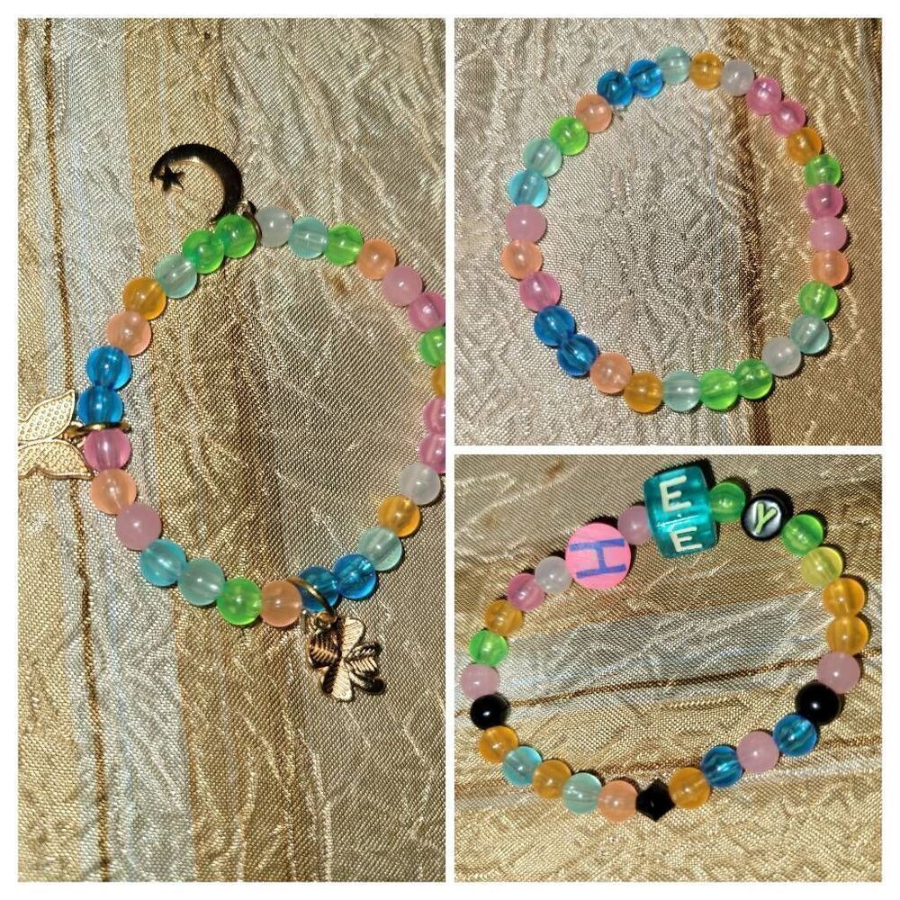 Unique handmade glow in the dark charm bracelet